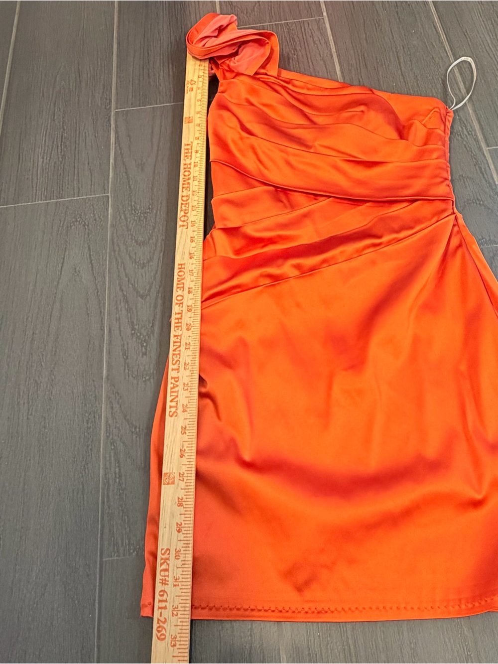 One-Shoulder Orange Cocktail Dress - Picture 7 of 12